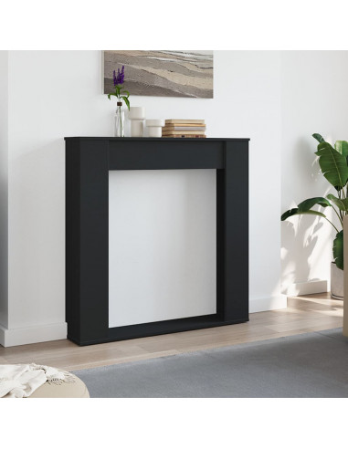 Cornice per Camino Nera 100x20x100 cm in Truciolato