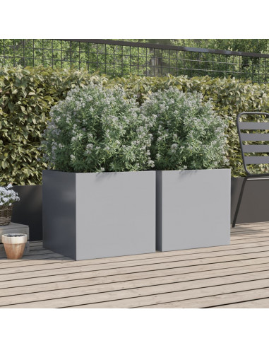 Fioriere 2pz Argento 49x47x46 cm in Acciaio Zincato