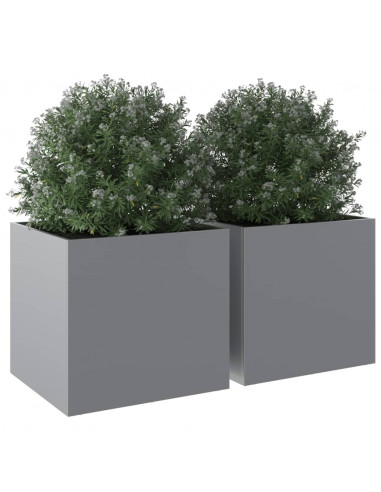 Fioriere 2pz Argento 49x47x46 cm in Acciaio Zincato