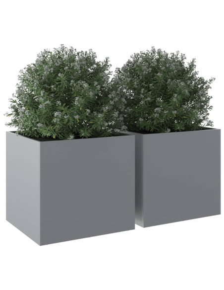 Fioriere 2pz Argento 49x47x46 cm in Acciaio Zincato