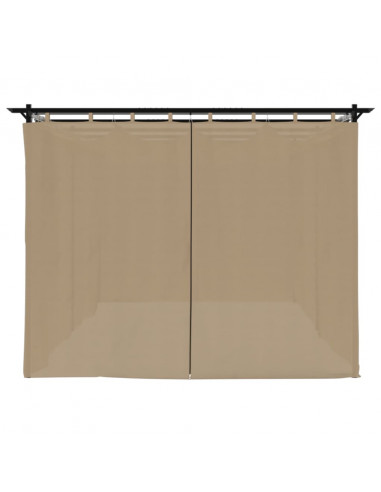 Gazebo con Tende Tortora 6x3 m in Acciaio