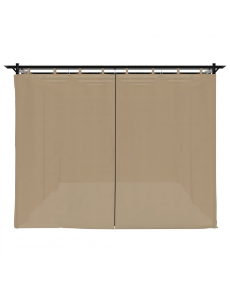 Gazebo con Tende Tortora 6x3 m in Acciaio