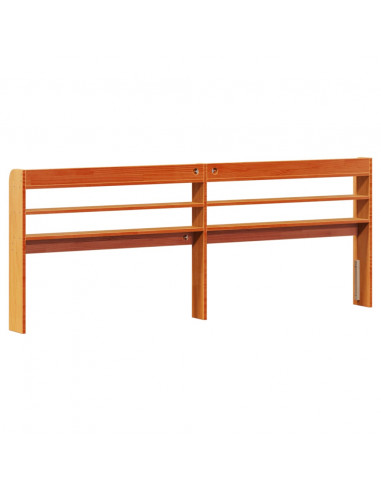 Testiera con Ripiani Marrone Cera 180 cm Legno Massello di Pino