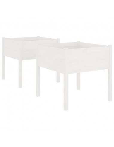 Fioriere da Giardino 2 pz Bianche 70x70x70 cm in Legno di Pino