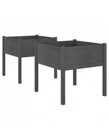 Fioriere da Giardino 2 pz Grigie 70x70x70 cm in Legno di Pino