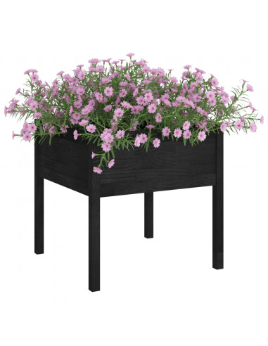 Fioriera da Giardino Nera 70x70x70 cm in Legno Massello di Pino