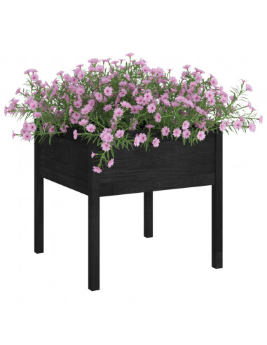 Fioriere da Giardino 2 pz Nere 70x70x70 cm in Massello di Pino