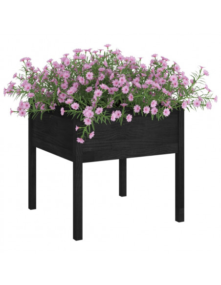Fioriere da Giardino 2 pz Nere 70x70x70 cm in Massello di Pino