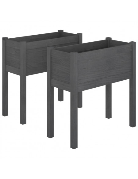 Fioriere da Giardino 2 pz Grigie 70x31x70 cm in Legno di Pino