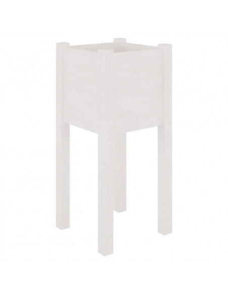 Fioriera da Giardino Bianca 31x31x70 cm Legno Massello di Pino