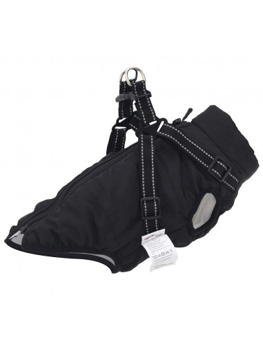 Cappotto Cani con Imbracatura Impermeabile Riflettente Nero 2XL