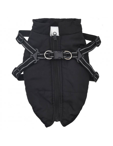 Cappotto Cani con Imbracatura Impermeabile Riflettente Nero 2XL