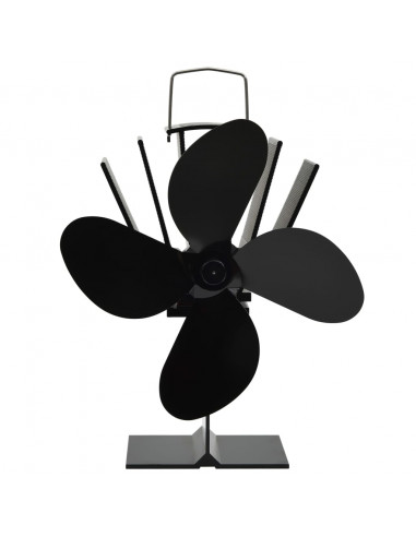 Ventola per Stufa Alimentazione a Calore 4 Lame Nero