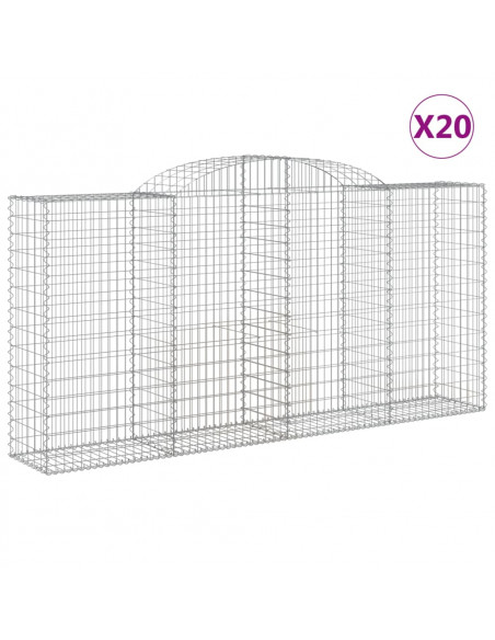 Cesti Gabbioni ad Arco 20 pz 300x50x140/160 cm Ferro Zincato