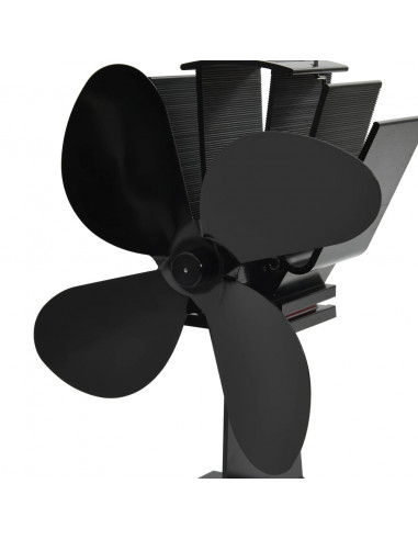 Ventola per Stufa Alimentazione a Calore 4 Lame Nero