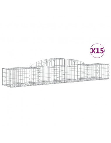 Cesti Gabbioni ad Arco 15 pz 300x50x40/60 cm Ferro Zincato