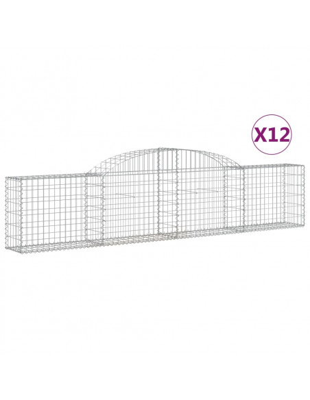 Cesti Gabbioni ad Arco 12 pz 300x30x60/80 cm Ferro Zincato