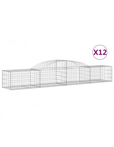 Cesti Gabbioni ad Arco 12 pz 300x50x40/60 cm Ferro Zincato
