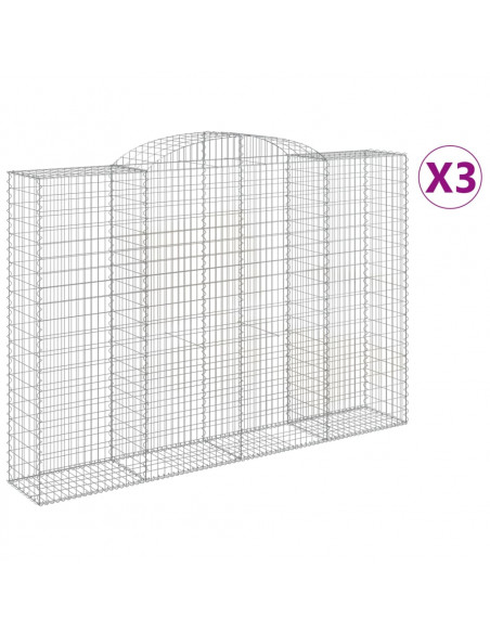 Cesti Gabbioni ad Arco 3 pz 300x50x200/220 cm Ferro Zincato