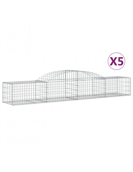 Cesti Gabbioni ad Arco 5 pz 300x50x40/60 cm Ferro Zincato