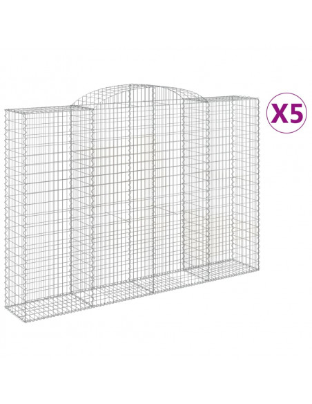 Cesti Gabbioni ad Arco 5 pz 300x50x200/220 cm Ferro Zincato