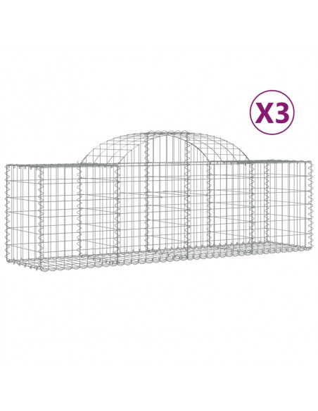 Cesti Gabbioni ad Arco 3 pz 200x50x60/80 cm Ferro Zincato