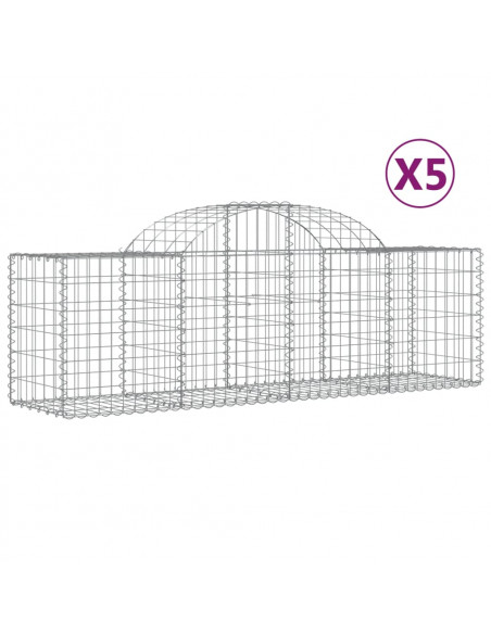 Cesti Gabbioni ad Arco 5 pz 200x50x60/80 cm Ferro Zincato