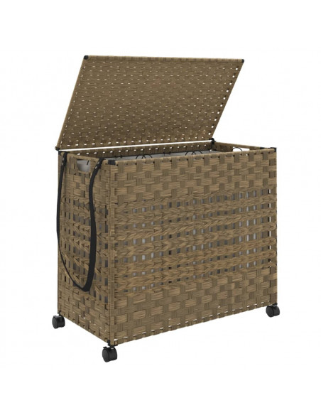 Cesto Portabiancheria con Ruote 66x35x60 cm Rattan