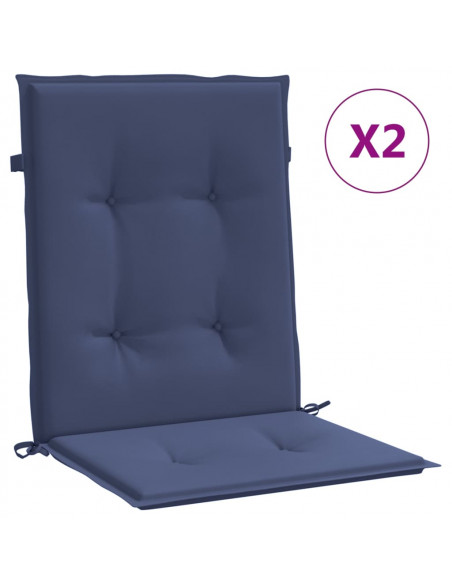 Cuscini Sedia Schienale Basso 2 pz Blu Marino in Tessuto