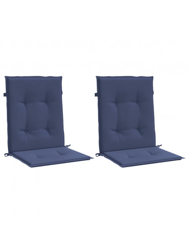 Cuscini Sedia Schienale Basso 2 pz Blu Marino in Tessuto