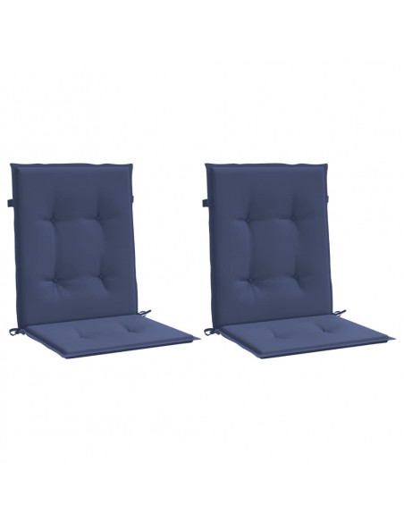 Cuscini Sedia Schienale Basso 2 pz Blu Marino in Tessuto