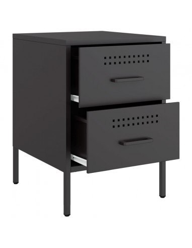 Comodini 2 pz Nero 36x39x50,5 cm in Acciaio