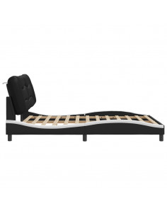 Giroletto con Testiera Nero e Bianco 160x200 cm in Similpelle 2