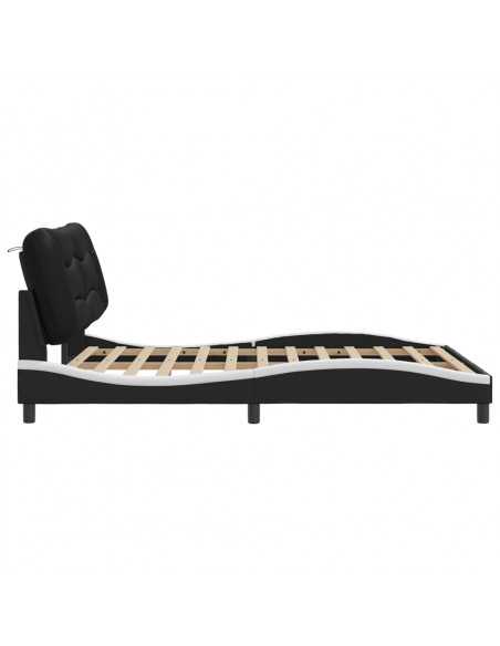 Giroletto con Testiera Nero e Bianco 160x200 cm in Similpelle