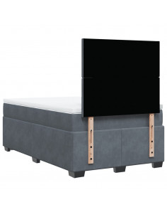 Giroletto a Molle con Materasso Grigio Scuro 120x200 cm Velluto