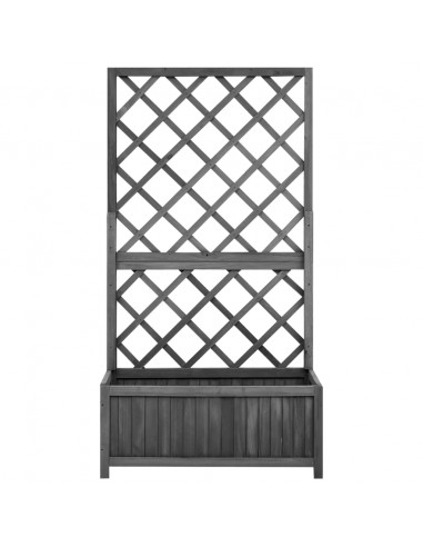 Fioriera con Traliccio Nera 70x30x135 cm in Massello di Abete