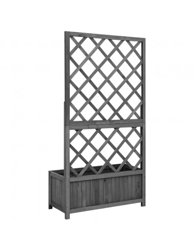 Fioriera con Traliccio Nera 70x30x135 cm in Massello di Abete