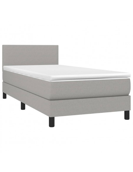 Giroletto a Molle con Materasso Grigio Chiaro 90x190 cm Tessuto