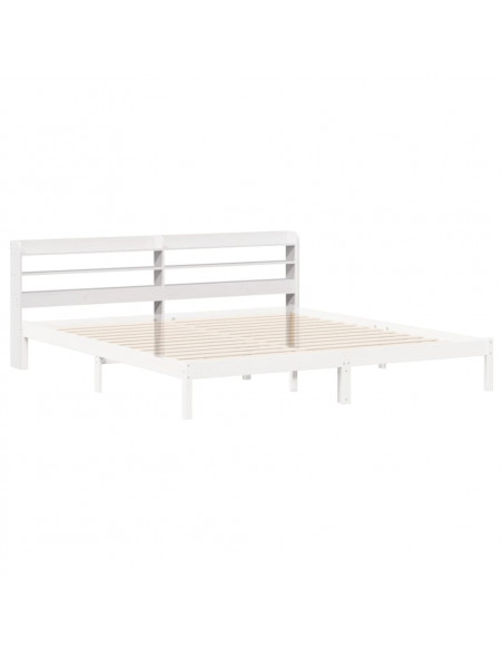 Testiera con Ripiani Bianca 200 cm in Legno Massello di Pino