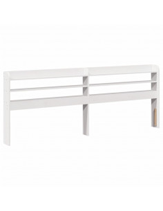Testiera con Ripiani Bianca 200 cm in Legno Massello di Pino 2
