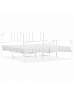 Giroletto con Testiera e Pediera Metallo Bianco 200x200 cm 2