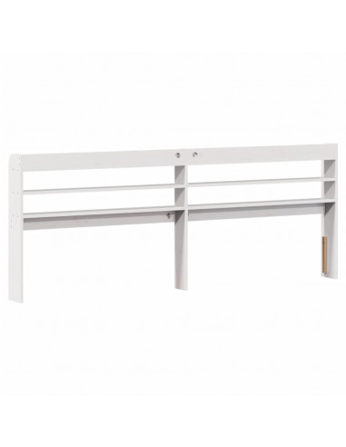Testiera con Ripiani Bianca 200 cm in Legno Massello di Pino