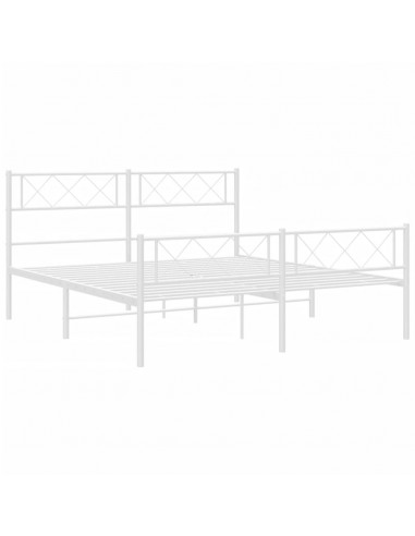 Giroletto con Testiera e Pediera Metallo Bianco 140x200 cm