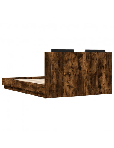 Giroletto con Testiera e LED Rovere Fumo 150x200 cm