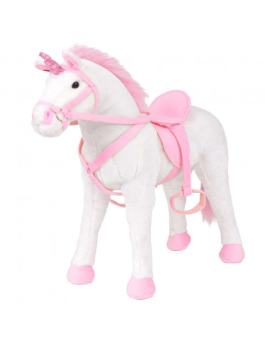 Unicorno di Peluche in Piedi Bianco e Rosa XXL