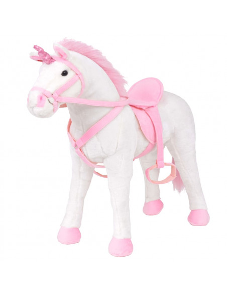 Unicorno di Peluche in Piedi Bianco e Rosa XXL