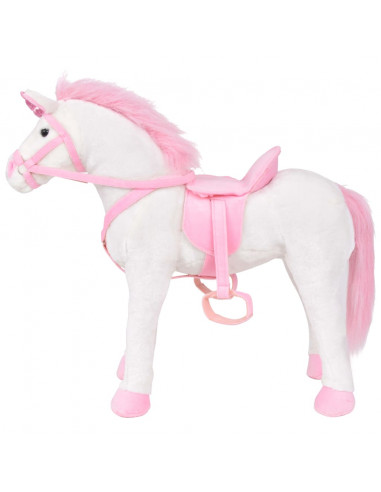 Unicorno di Peluche in Piedi Bianco e Rosa XXL