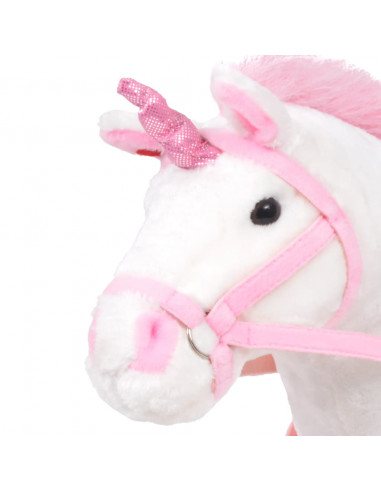 Unicorno di Peluche in Piedi Bianco e Rosa XXL