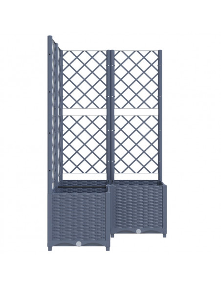 Fioriera da Giardino con Graticcio Grigio Scuro 80x80x136 cm PP