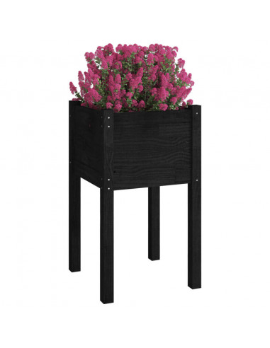 Fioriere da Giardino 2 pz Nere 40x40x70 cm in Legno di Pino
